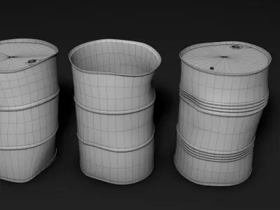 Set of crush barrels Free low-poly 3D model