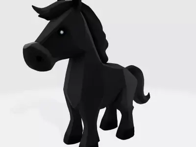 Cute Stylized ToonHorse 3D Character Low-poly 3D model