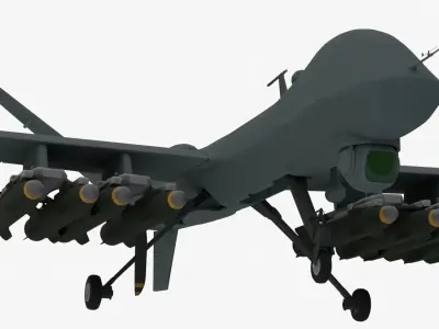 UDIM 8K Unmanned Combat Air Vehicle MQ 9 Reaper UAV 3D model