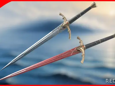 Damascus Red Rain Wraith Sword - Valyrian Inspired 3D Asset Low-poly 3D model