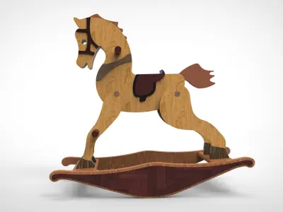 Rocking Horse Wooden Toy 3D model