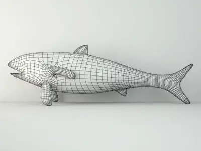 Vintage Painted Wood Fish 4 3D model