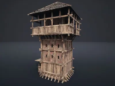 MEDIEVAL WATCHTOWER TOWER FORT FORTRESS CASTLE WALLS AAA NEXTGEN Low-poly 3D model