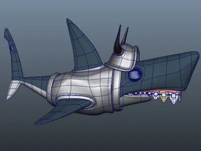 Shark cartoon Low-poly 3D model