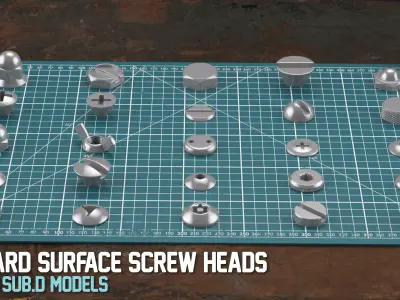 25 Sub-D Hard Surface Screw Heads Free 3D model