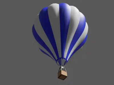 Blue Balloon Striped - Balao Azul Listrado Low-poly 3D model