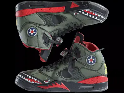 Off White Nike Jordan 5 Air force USA Low-poly 3D model