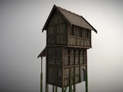 Medieval lake village - House 9 Low-poly 3D model