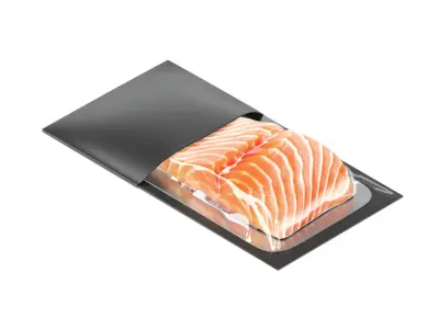 Black Salmon Carton Pack - fish cardboard container 3D model