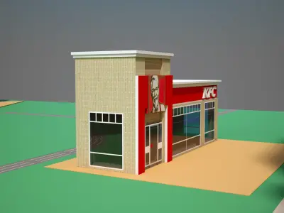 Part of a City with Animated Aircraft 3D model