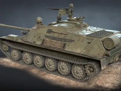 ASU-85 Self-Propelled Gun Low-poly 3D model