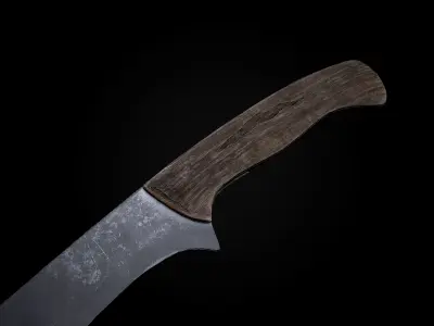 Old kukri machete  Low-poly 3D model