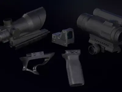 Weapon Attachments - Vol 01 - UE4 Game Ready Low-poly 3D model