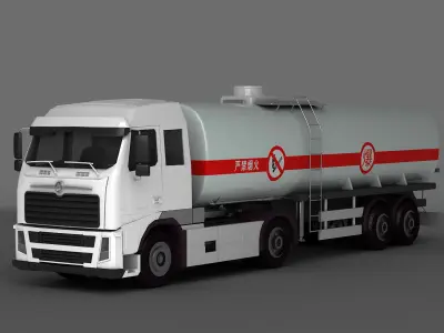 semitruck trailer tank fuel cistern heavy-duty tractor lorry  3D model