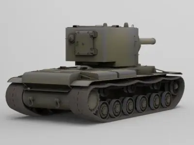 Low Poly Soviet KV-2 Tank Low-poly 3D model