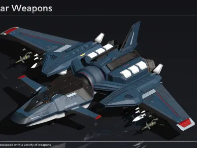 Scifi Fighter SUI45 Low-poly 3D model