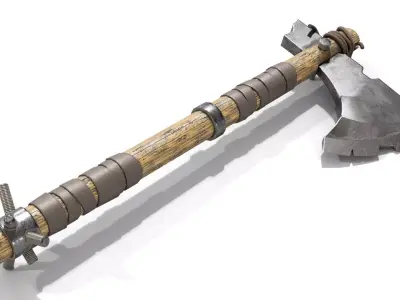 Battle Axe with Serrated Low-poly 3D model