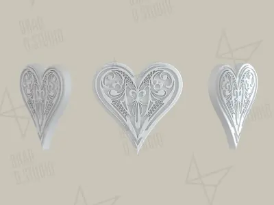 Playing Cards Symbols Pro Vector Heart Platinum and Golden 3D model