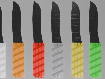Knife Bundle - 13 Colors - Game Ready Low Poly PBR Pack Low-poly 3D model