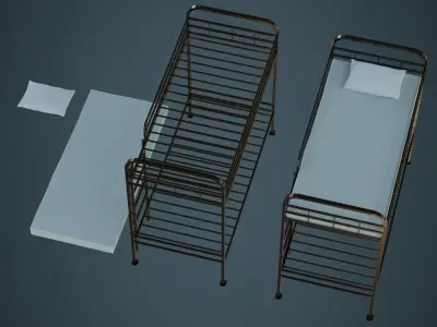 Bunk Bed 3A Low-poly 3D model