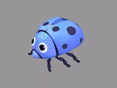 Cartoon Blue Ladybug Low-poly 3D model