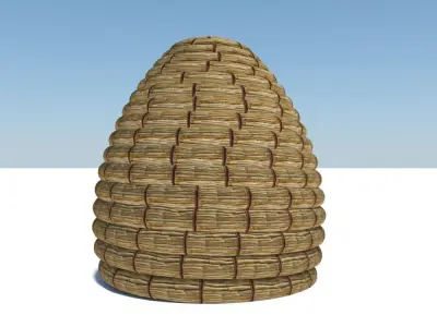 Traditional honey bee skep hive Low-poly 3D model