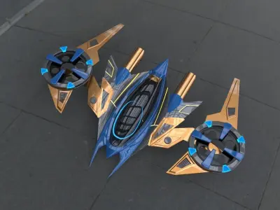 Spaceships Concept Low-poly 3D model