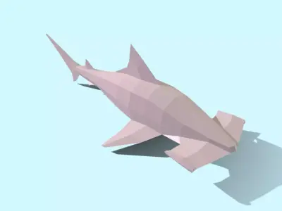 Low Poly Great Hammerhead Shark Low-poly 3D model