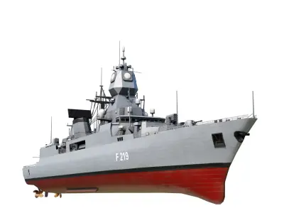 German navy F124 Sachsen-class frigate Low-poly 3D model
