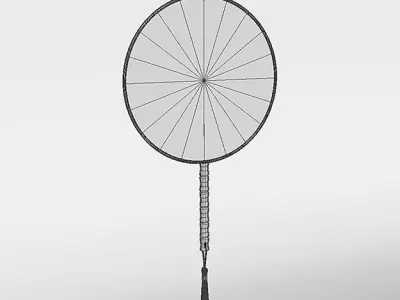 Chinese Traditional Palace Hand Fan - Flower and Bird Painting 3D model