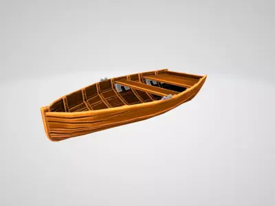Stylized Wooden Boat Low-poly 3D model