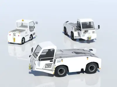 Medium Pushback Tractor Static Low Poly  Low-poly 3D model