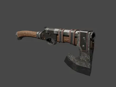 Shotgun-Axe Low-poly 3D model