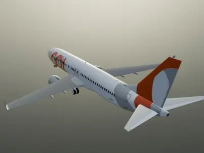 Gol Linhas Aereas Boeing 737-800 low poly with cockpit Low-poly 3D model