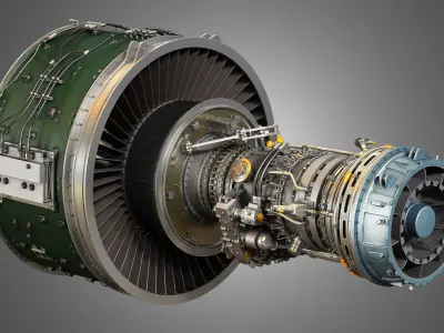 PW GTF Geared Turbofan Engine - with Interior Parts 3D model