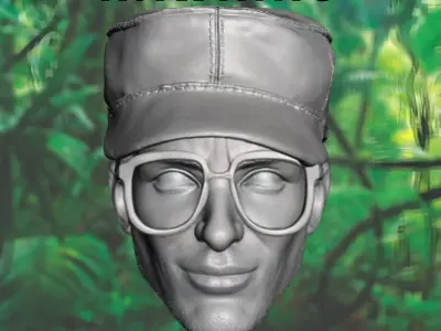 Hawkins 3D Printable Head Sculpt with MP5 Gun 3D print model