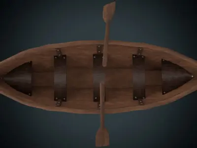 Low Poly Boat wooden canoe Low-poly 3D model