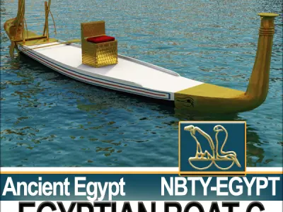 Ancient Egypt Rowboat C Pharaoh Royal Boat 3D model