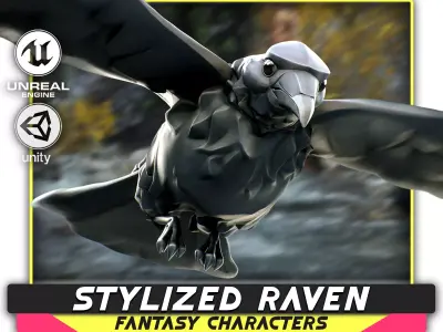 Raven - Flying System - Bird Behavior - 75 Low-poly 3D model