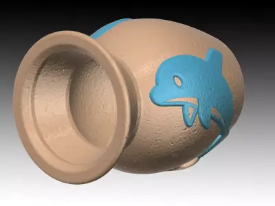 Aquarium-ornaments Octopus-pot  -dolphin- Free 3D print model