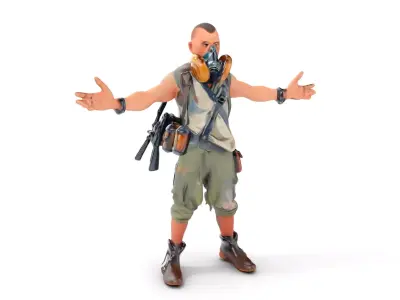 Apocalypse Survivor Rigged and Animated Character Model Low-poly 3D model