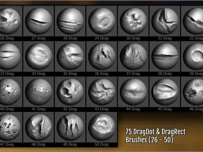 Metal Impact Maker 300 ZBrush brushes and 75 alphas Texture