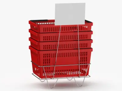 Hand Carry Shopping Baskets Plastic Handle Stack Red Black Blue and Green 3D model