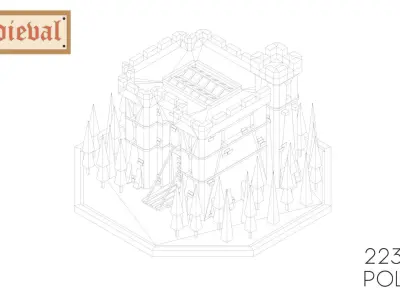 Free Low Poly Medieval Castle Scene Free low-poly 3D model
