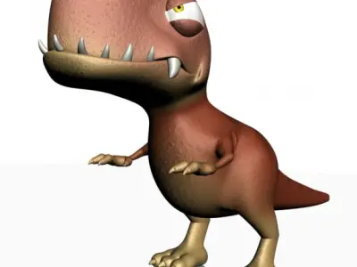 Cartoon T-Rex Rigged Low-poly 3D model