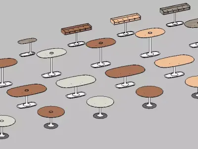 Mid Century Modern Pedestal Table Collection   Variations 3D model