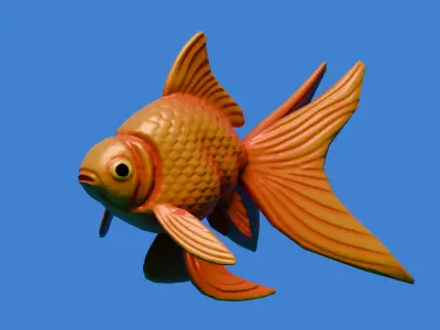 Cartoon Goldfish Rigged Low-poly 3D model