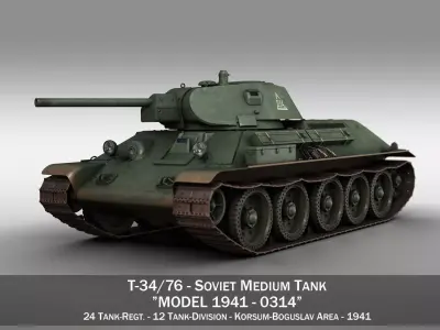 T-34-76 - Model 1941 -Soviet medium tank - 0314 3D model