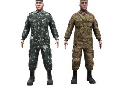 Soldiers UA Low-poly 3D model