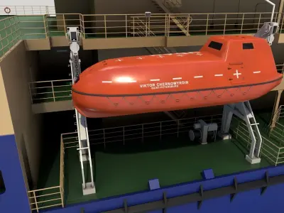 Ship Deck Davit Low-poly 3D model